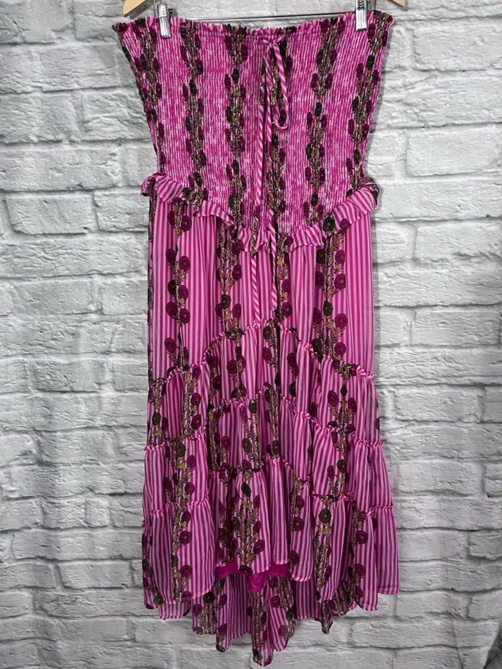 Free People XL Alejandra MIDI Floral Strapless Dress Hot Pink (Missing Straps) - Picture 5 of 14